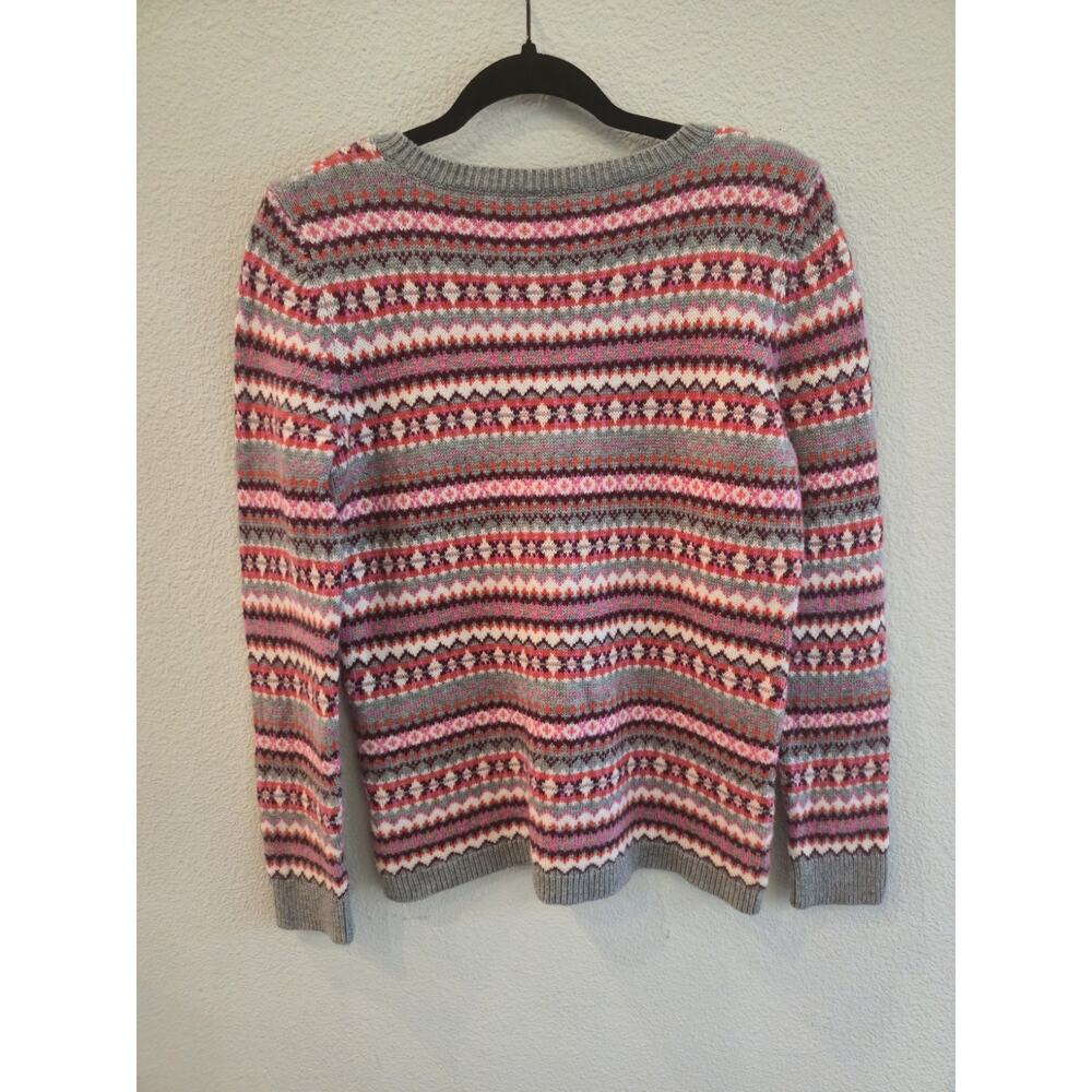 Talbots Women's Pink Gray Fair Isle Knit Lambswool Blend Sweater Size S - Picture 6 of 6